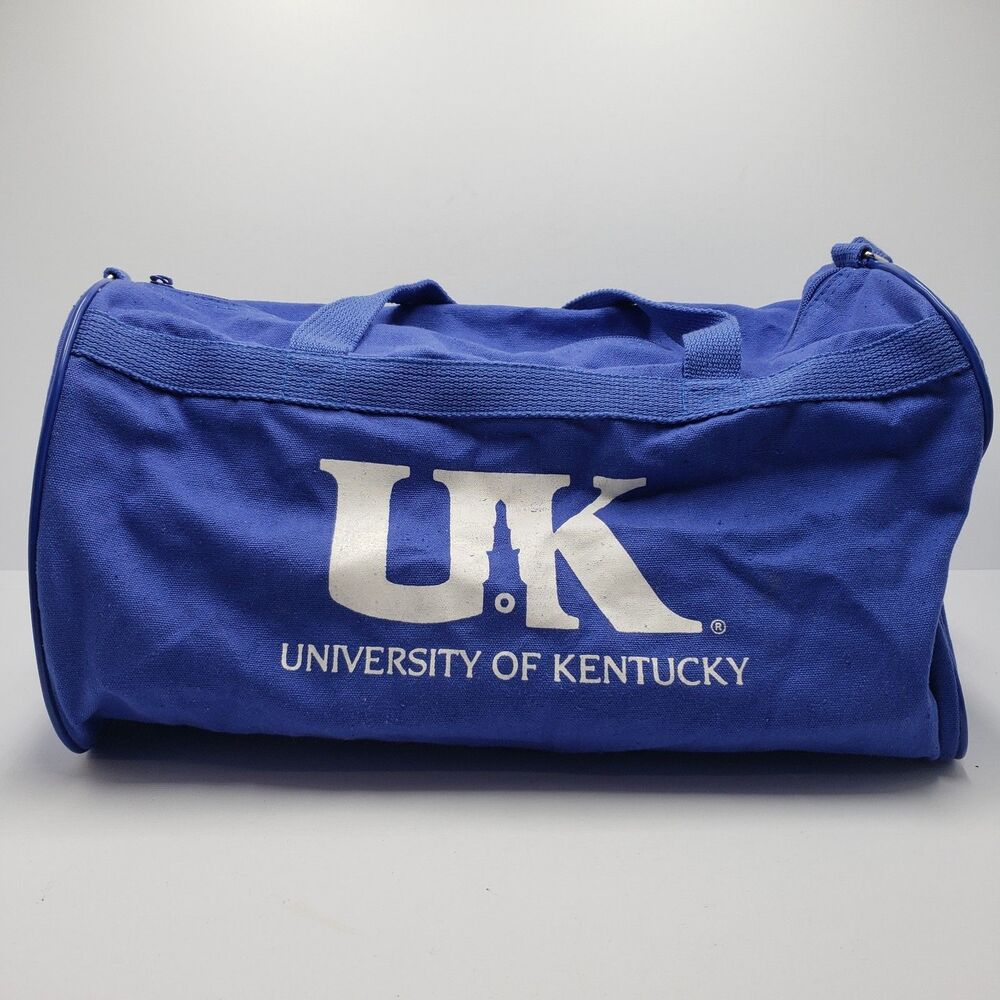 Vintage University of Kentucky Blue Barrel Duffel Bag UK Wildcats College Travel
